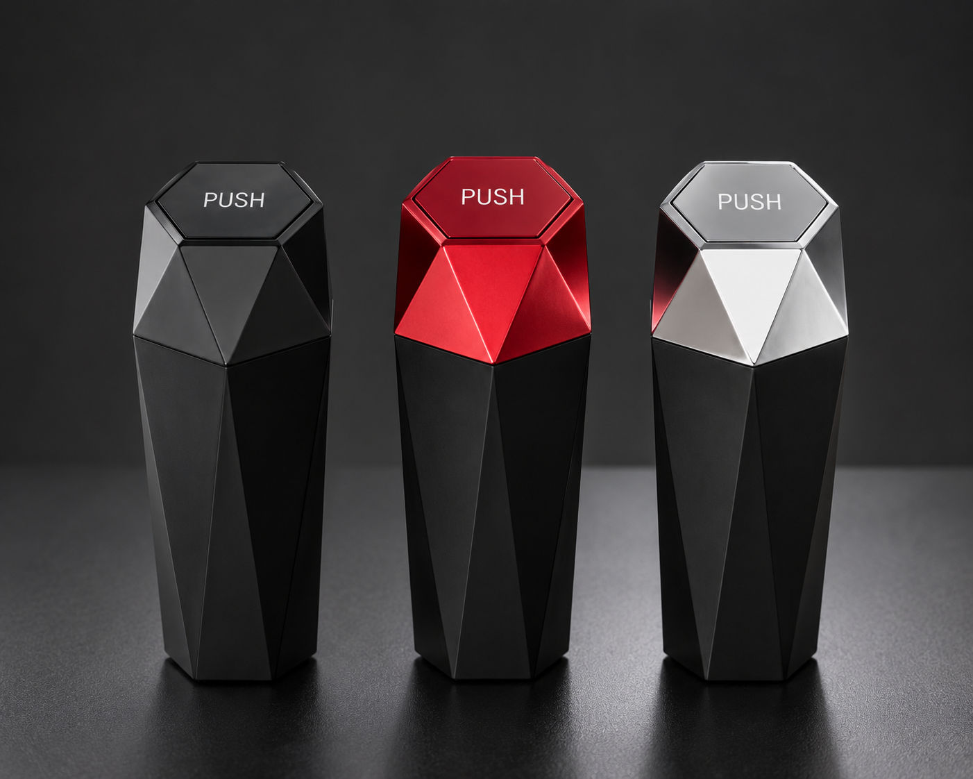 Car Trash Can with Lid — Compact Diamond Design, Fits Cup Holder