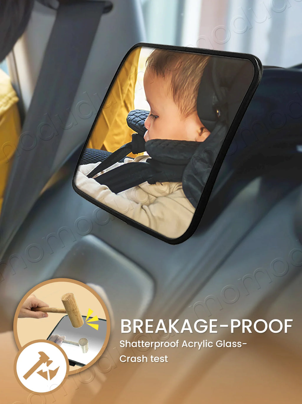 Baby Backseat Mirror — Wide Angle, Anti-Shake, Shatterproof