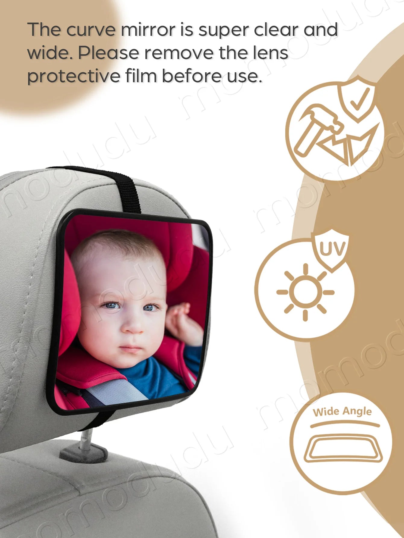 Baby Backseat Mirror — Wide Angle, Anti-Shake, Shatterproof